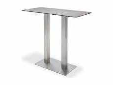 Table bar avec plateau céramique mocca avec piètement acier brossé - l120 x h105 x p60 cm -pegane-
