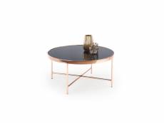 Table basse ronde design 82 cm x 40 cm - noir/cuivre 3863