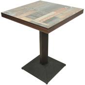Table de bar 60 60 75cm Table haute Table carrée de style industriel avec plateau en bois , Coutures de couleur