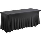 Table pliante 8 places et nappe drapée noire - Noir