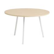 Table ronde en chêne et acier blanc 120cm Loop Stand - Hay