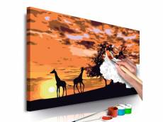 Tableau à peindre soi-même peinture par numéros motif savanne (girafes et éléphantes) 60x40 cm tpn110143