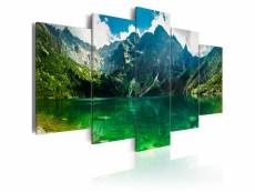 Tableau sur toile en 5 panneaux décoration murale image imprimée cadre en bois à suspendre calme des montagnes 100x50 cm 11_0009663
