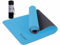 Tapis de yoga sol, pilates, fitness, antidérapant avec sac de voyage - bleu/gris Wueps