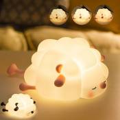 Veilleuse bébé en silicone - Rechargeable par usb - Lampe de chevet tactile à intensité variable - Motif mouton Kawaii - Veilleuse chambre d'enfant