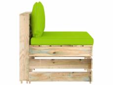 Vidaxl canapé central sectionnel avec coussins bois imprégné de vert