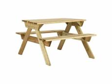 Vidaxl table de pique-nique et bancs 110x123x73cm bois de pin imprégné