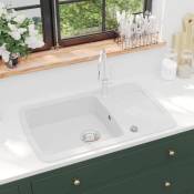 Vidaxl - vier de cuisine Granit Seul lavabo Blanc, 780 x 500 x 310 mm - 780 x 500 x 310 mm