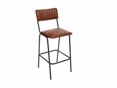 Atmosphera - belle chaise tabouret de bar en cuir marron