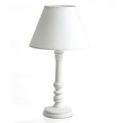 Atmosphera - Lampe Bois - h. 36 cm - Blanc - - Blanc