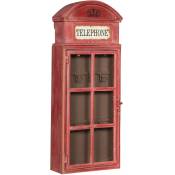 Boîte à clés murale cabine téléphonique anglaise en fer rouge , vintage, L24XPR10XH59 cm