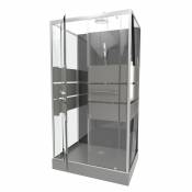 Cabine de douche avec portes sérigraphiées - Gris - 110 x 80 x 235 cm
