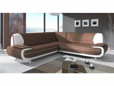 Canapé d'angle design marron et blanc marita xl-