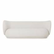 Canapé droit Rico / 3 places - L 210 cm - Tissu bouclé - Ferm Living blanc en tissu