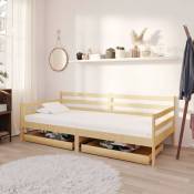 Canapé-lit avec tiroirs 90x200 cm Structure en bois disponible différentes couleurs Couleur : Marron
