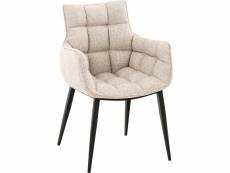 Chaise tirana en tissu avec piètement métal noir mat ou acier inoxydable , ivoire/noir