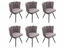 Charlotte - lot de 6 chaises velours gris