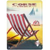 Corse - Petite plaque métallique Corsica chaise longue 21 x 15 cm