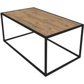 Cotecosy - Table basse style industriel Vianta L90cm Métal Noir et Bois clair - Chêne clair