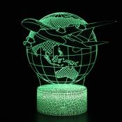 Csparkv - Lampe d'illusion 3D de veilleuse d'avion,