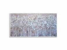 Dekoarte – tableau peinte à la main avec cadre blanc | décoration salon, chambre | peinture acrylique | fleurs paysage | 140x70cm