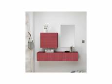 Duo de meubles d'entrée rouge + miroir - scopello - l 138 x l 30 x h 79 cm - neuf
