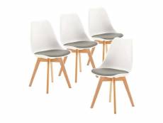 Ensemble de 4 chaises au design scandinave contemporain pour salle à manger - blanc