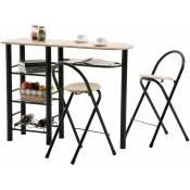 Ensemble style avec table haute de bar mange-debout comptoir et 2 chaises/tabourets, en mdf chêne sonoma et structure en métal noir - Chêne Sonoma,