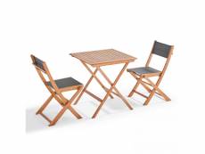 Ensemble table carrée pliante et 2 chaises pliantes