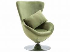 Fauteuil chaise siège lounge design club sofa salon pivotant en forme d’œuf avec coussin vert clair velours helloshop26 1102200par3
