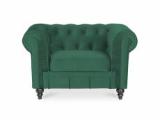 Fauteuil chesterfield velours altesse vert
