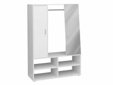 Fmd armoire avec 4 compartiments et miroir 105x39,7x151,3 cm blanc