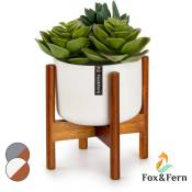 Fox & Fern Porte Plante Interieur, Support de Plantes en Bois avec son Pot de Fleur Interieur, Support avec Pots de Fleurs Extérieur Robuste et
