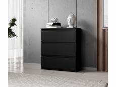 FURNIX commode/ meuble de rangement Arenal avec 3 tiroirs 70 x 37 x 76 cm noir mat style moderne
