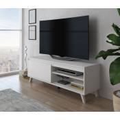 Furnix - rtv Darsi meuble tv bas 140 cm blanc