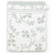 Gant de toilette 16x21 vintage floral - Blanc Vert gris