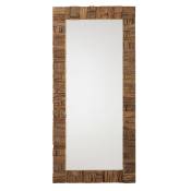 Grand miroir rectangulaire en bois de manguier gravé 80x170