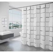 Grand rideau de douche en tissu polyester carré rideau de salle de bain imperméable carré noir et blanc tissu polyester épaissi carré