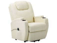 Henri - fauteuil relaxation inclinable électrique simili cuir - blanc crème 289751