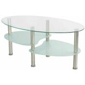 Hofuton Table Basse Table de Salon en Verre Ovale avec