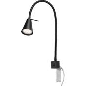 Lampe de lit led Briloner leuchten tuso, 5 w, 400 lm, IP20, noir, métal, incl., 1x GU10, Applique Bras flexible, 40,3 x 21,7 cm