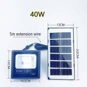 Lampe Solaire Exterieure 40W 100LED Projecteur led solaire impermeable avec telecommande, cordon de 5M, eclairage d'exterieur, ideal pour un jardin