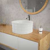 Lavabo en céramique blanc vasque à poser moderne ronde ø 410 x 180 mm