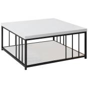 Les Tendances - Table basse carrée bois blanc et métal