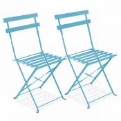 Lot de 2 chaises pliantes en acier bleues - Bleu