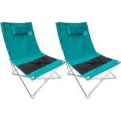 Lot de 2 sièges de plage pliables - O'Beach - Housse de transport inclus - 40 x 40 x 70 cm - Bleu