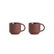 Lot de 2 tasses à espresso marron en terre cuite h5,5x8,2x6cm