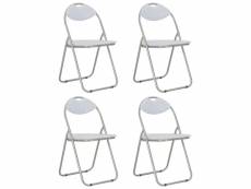Lot de 4 chaises de salle à manger cuisine pliantes design simple synthétique blanc cds021909