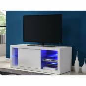 Meuble tv amalric - mdf laqué blanc - LEDs - 1 porte coulissante - Blanc