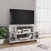 Meuble TV avec roulettes Blanc brillant 80x40x40 cm Aggloméré